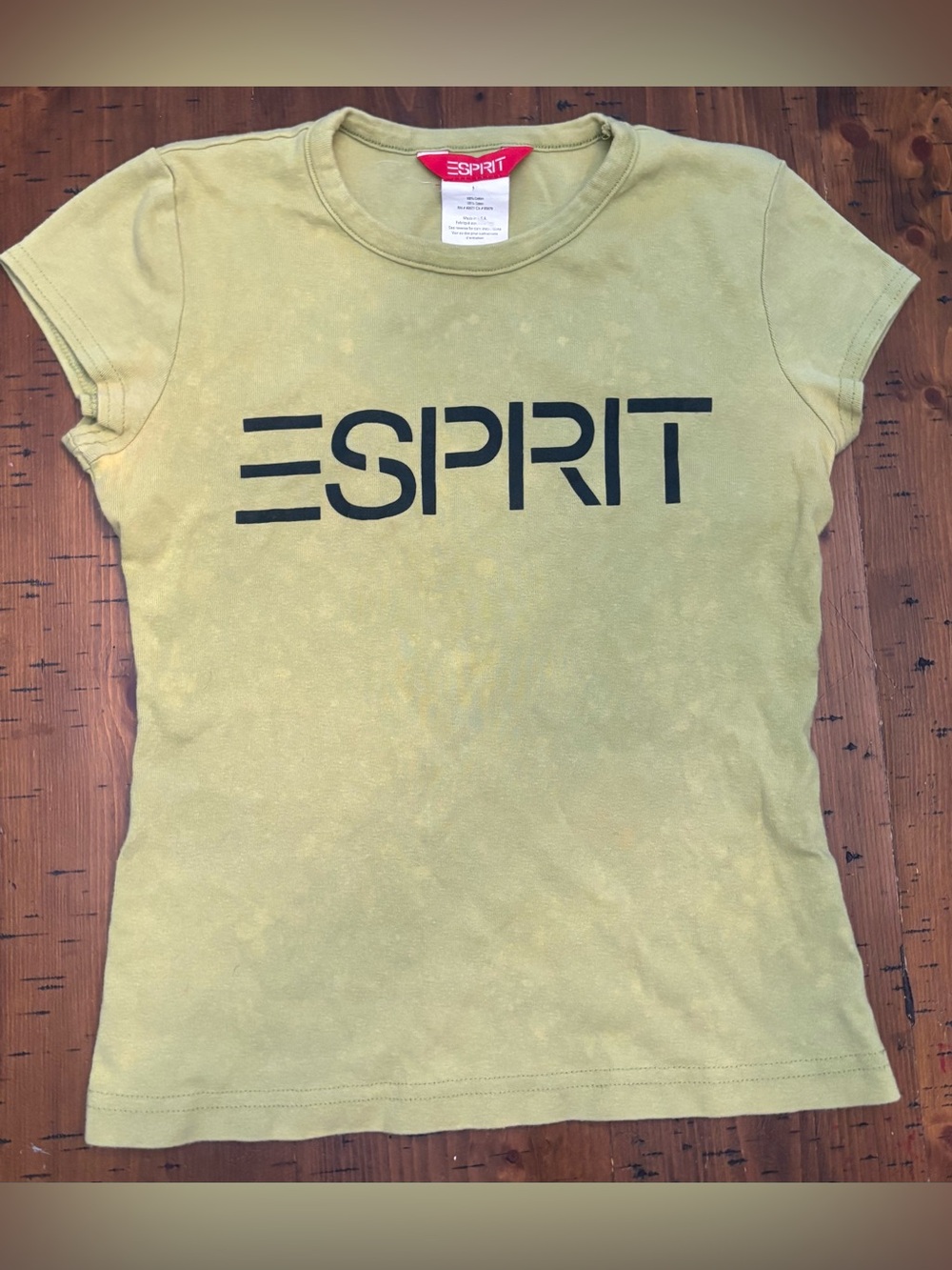 Vintage Esprit Women's Olive Tee with Black Logo size M